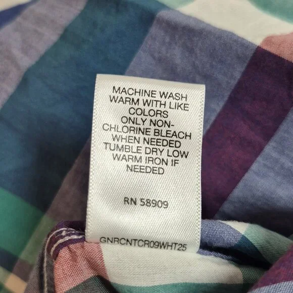 Cremieux Shirt Men's Size L Indian Madras Plaid  Short Sleeve Cotton Green (02) - Picture 6 of 11